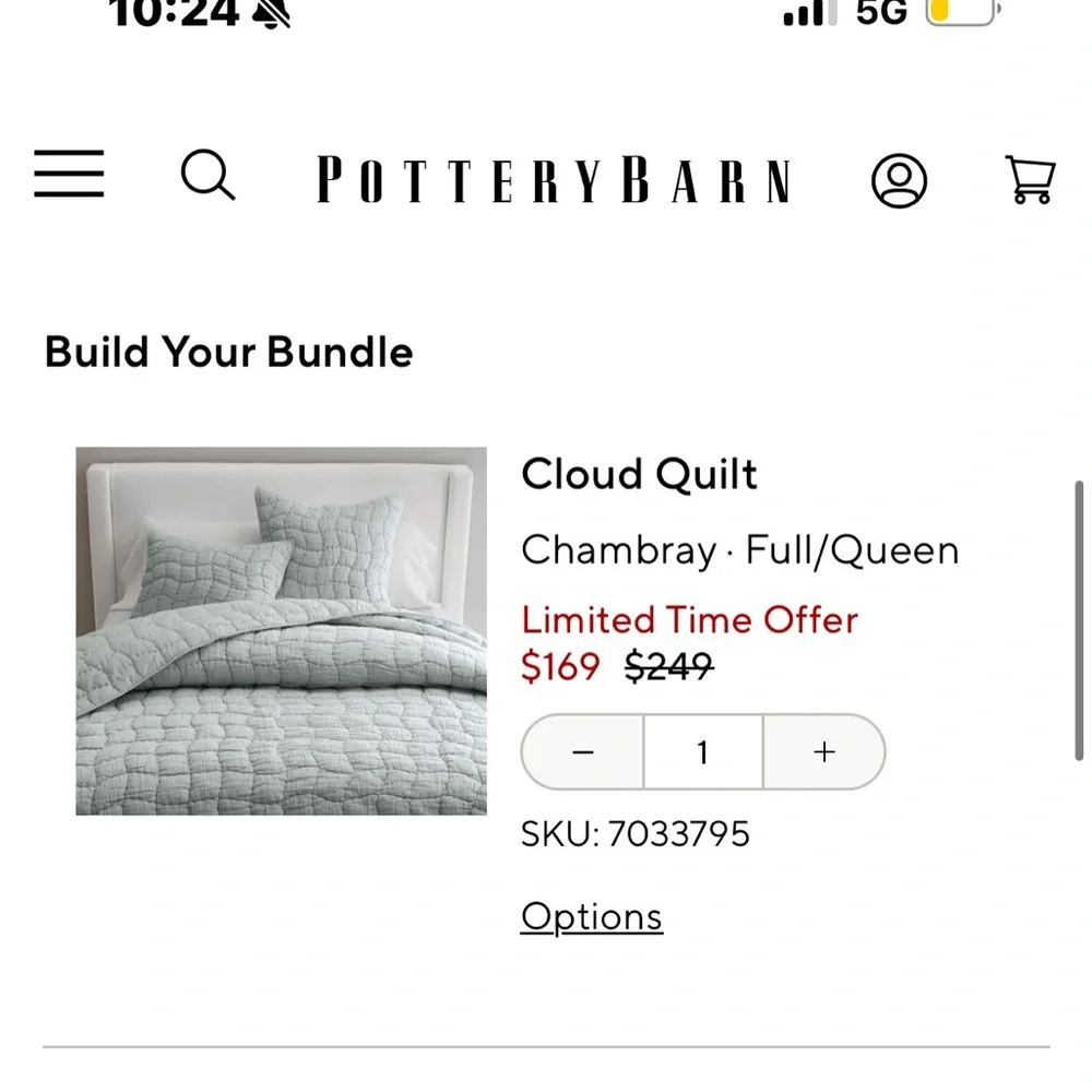 Pottery Barn Cloud Quilt Queen in Chambary